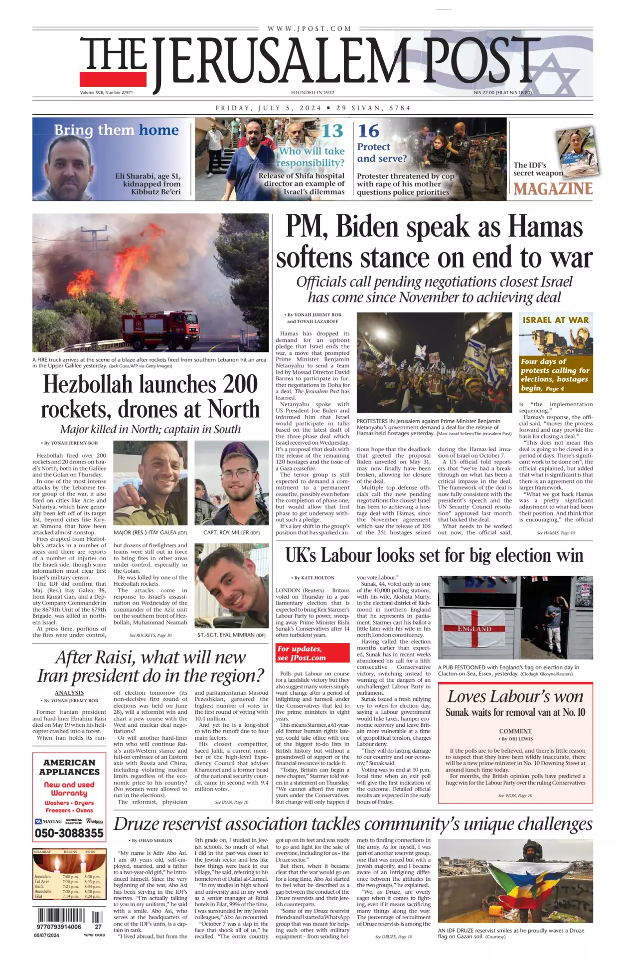 Prima-pagina-the jerusalem post-edizione-di-oggi-05-07-2024